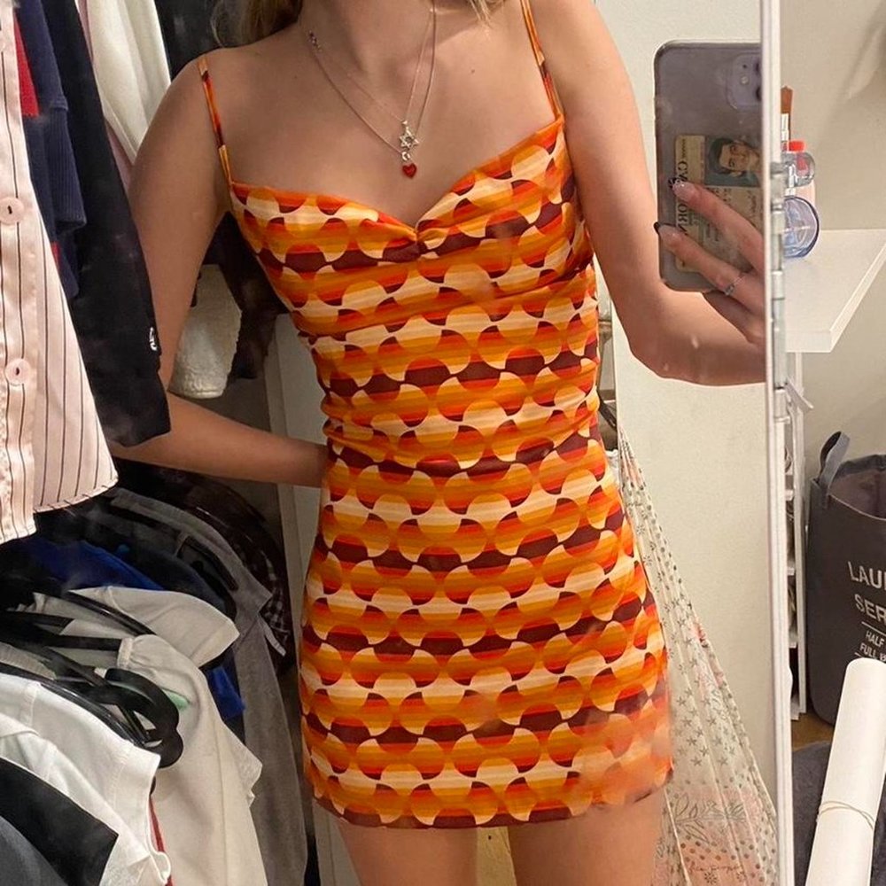 Urban Outfitters Women's Orange and Burgundy Dress